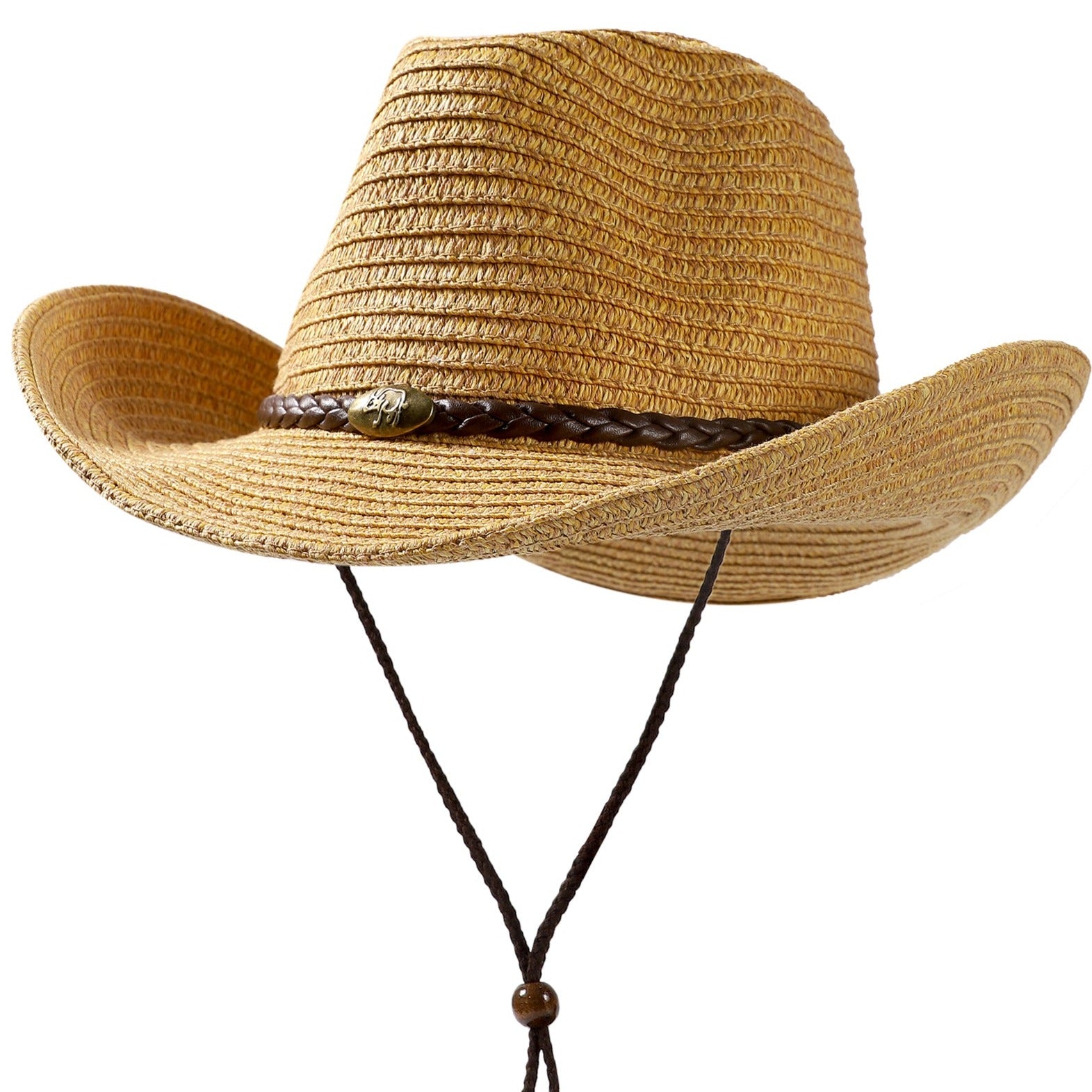 Women Straw Sun Hat Men's Cowboy Style Garden Hat UPF50+ Wide Brim Summer  Hat with Wind Lanyard – Lvaizhat